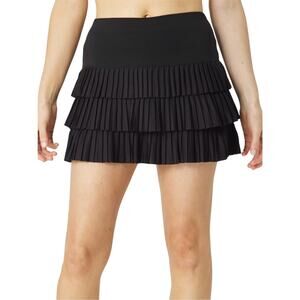 Lucky in Love Black Tiered Pleated Long Mon Amie Skort Size L Tennis Pickleball
